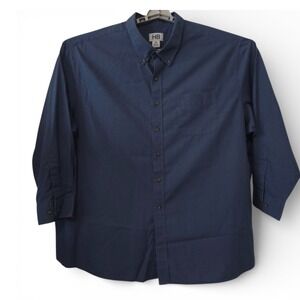 HB Mens 3XL Navy Blue Button Down Long Sleeve Shirt Business Casual Cotton Blend